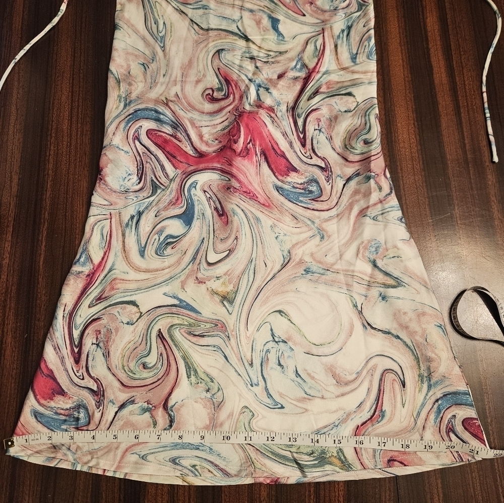 Princess Polly Cherish Mini Multi Swirl Tie Strap Cowl Neck Slip Dress Sz 2 NWT - Picture 15 of 16
